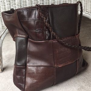 Desmo Patchwork Leather Shoulder Handbag